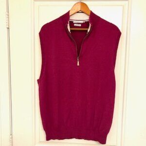 Peter Millar  Sweater Vest quarter zip front in Cranberry